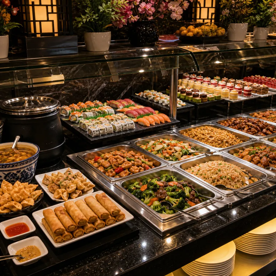 Piatto cinese del buffet